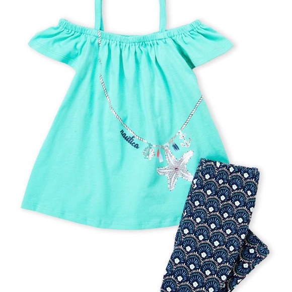 Nautica Cold-Shoulder Top & Leggings Set - Picture 2 of 2